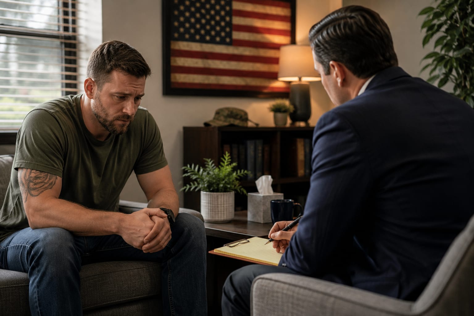 Veteran consulting with attorney about military diversion DUI defense in Orange County California