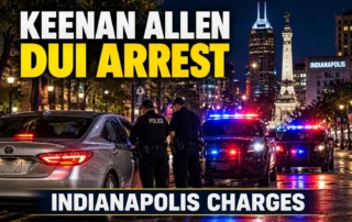 Nighttime police traffic stop in downtown Indianapolis referencing Keenan Allen DUI arrest